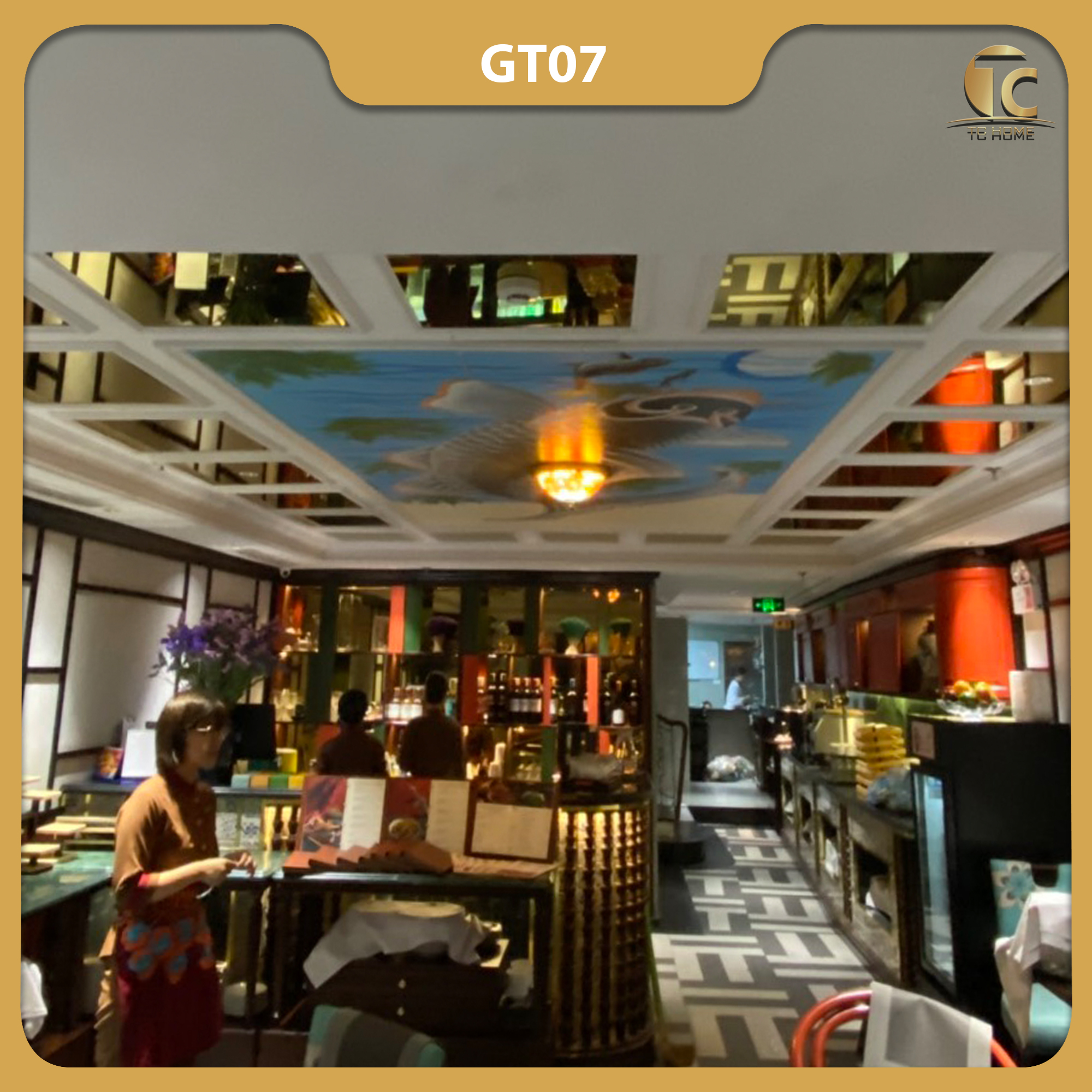 Gương Ghép Dán Trần Nghệ Thuật GT07