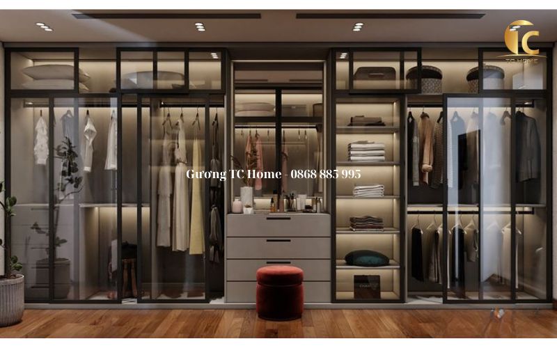 aedgfdt tủ quần áo bằng kính TC Home